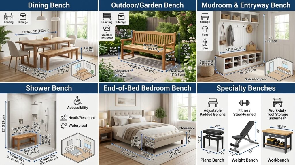 Bench Dimensions by Room and Type
