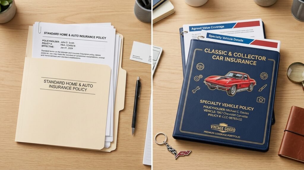 Comparison of standard insurance folder versus specialty insurance folder
