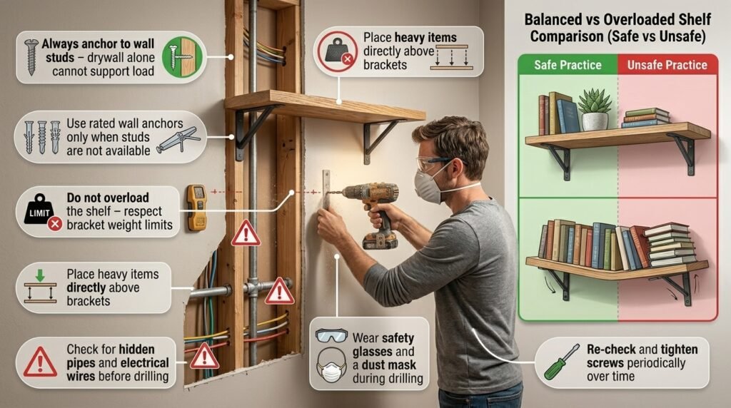 Health and Safety Tips – Shelf Bracket Installation