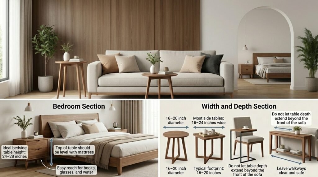 Side tables selector - 14-28 Inches Proportion Matters