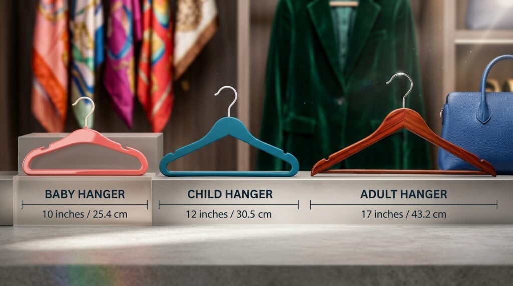 Three common clothes hangers size