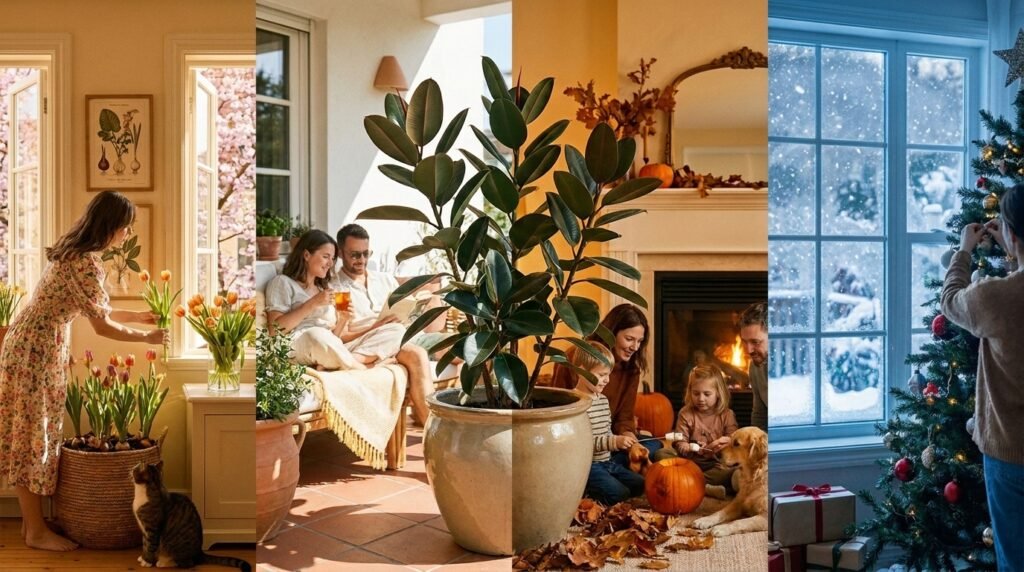 Seasonal Rubber Plant Care Calendar - Spring, Summer, Fall, Winter